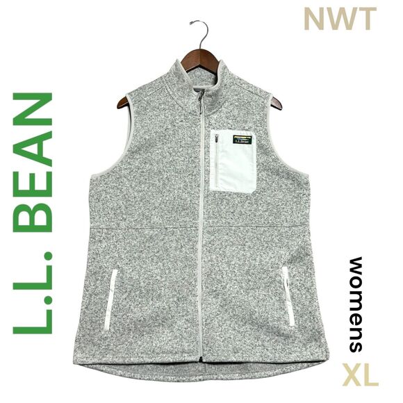 L.L. Bean Jackets & Blazers - L.L BEAN WOMENS FLEECE VEST SWEATER XL REG GRAY PEWTER FULL ZIP SLEEVELESS NWT